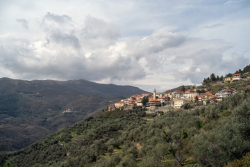 Fototapeta na wymiar Cesio ancient hillside village, Italy