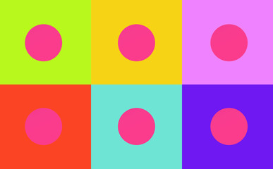 Pop art style Dot vector pattern on multiple and repeated colorful psychedelic background.