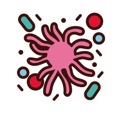covid19 virus particles line and fill style