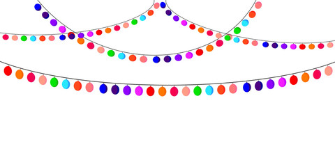 Holiday garland. Garland with colored flags on a white background. Holiday background