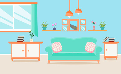 living room interior vector design 