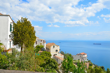 Fototapeta na wymiar Panoramic view of a village on the Amalfi coast