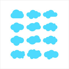 Cloud. Abstract white cloudy set isolated on blue background. Vector illustration