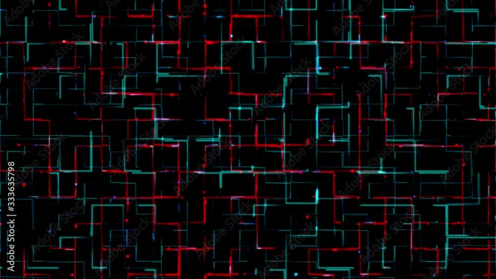 Poster procedural line background with in between blue and red changing color - abstract speed animation an