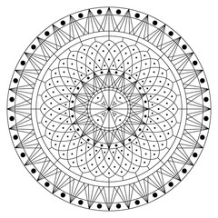 Fototapeta na wymiar Flower Mandala. Circular pattern in form of mandala for Henna Mehndi or tattoo decoration. Decorative ornament in ethnic oriental style, vector illustration. Coloring book page.