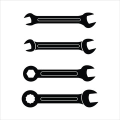 Wrench key icons set. Simple set of wrench key vector icons for web design on white background