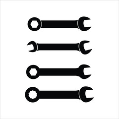 Wrench key icons set. Simple set of wrench key vector icons for web design on white background