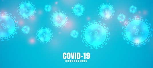 Fototapeta na wymiar covid-19 coronavirus blue banner with virus spread