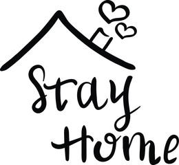 Stay home, health lettering vector isolated on white background. Concept for logo, icon, print , cards