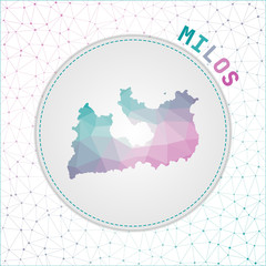 Vector polygonal Milos map. Map of the island with network mesh background. Milos illustration in technology, internet, network, telecommunication concept style . Stylish vector illustration.