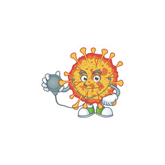 A cartoon character of epidemic COVID19 Doctor using tools