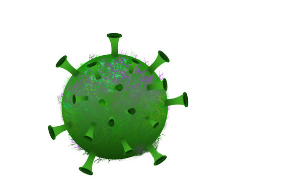 Corona virus Covid -19 influenza isolated on white background. Microscope flu virus with microbs and bacterias illustration.