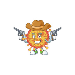 Cool cowboy cartoon design of epidemic COVID19 holding guns