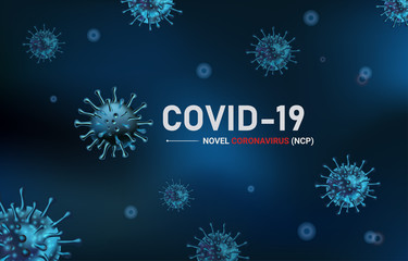 Coronavirus disease COVID-19 infection vector backgroud. Floating China pathogen respiratory influenza covid virus cells. Dangerous asian ncov corona virus, pandemic risk background design.