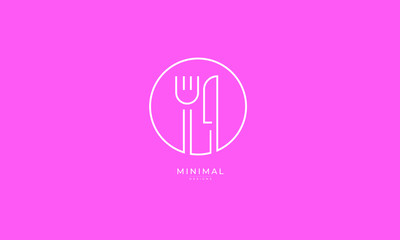 A line art icon logo of  FORK KNIFE