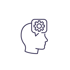 gear in head, education line icon on white