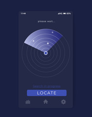 Fototapeta premium Search app with radar, mobile ui, vector