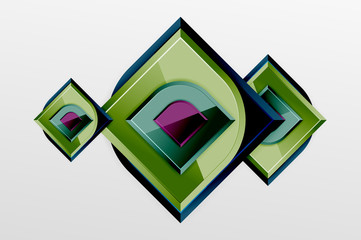 Glossy glass squares with round elements geometric composition. Abstract geometric background with 3d effect composition For Wallpaper, Banner, Background, Card, Book Illustration, landing page