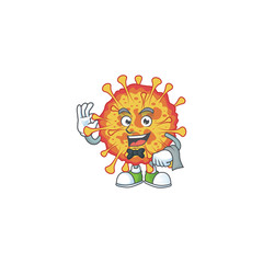 A character of epidemic COVID19 waiter working in the restaurant