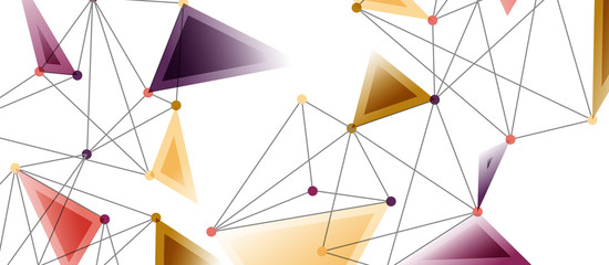 Line points connections, triangular technology design. Abstract geometric background