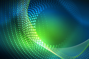 Obraz premium Abstract particles, wave background, neon motion techno design