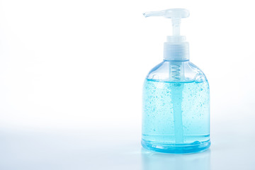 Hand sanitizer gel pump bottle amd alcohol spray for Coronavirus disease (COVID-19) prevention home quarantine, health care concept