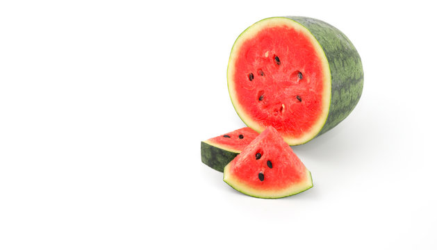 Red of Slice watermelon on white background,Summer concept