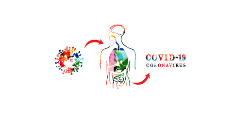 Coronavirus, COVID-19 microbe symbol isolated vector illustartion. Pathogen respiratory infection coronavirus prevention web banner, COVID -19 influenza pandemic poster background