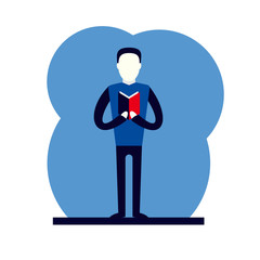 self growth study character reading flat vector