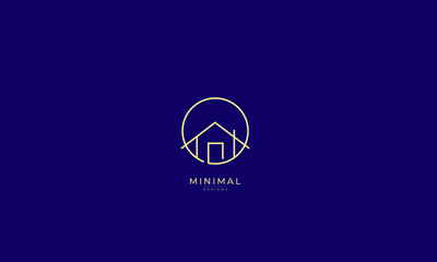 A line art icon logo of a house/home