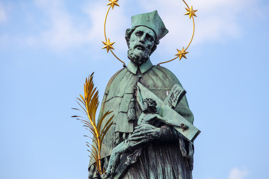 Sculpture of John of Nepomuk on the Charles bridge in Prague