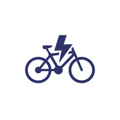 electric bicycle, bike vector icon on white