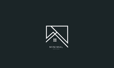 A line art icon logo of a house/roof