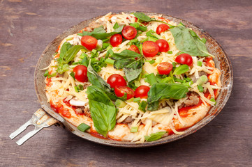 Homemade pizza before baking