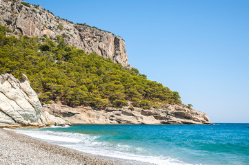 Coastal rocky view and Mediterranean Sea, Kiris, Turkey