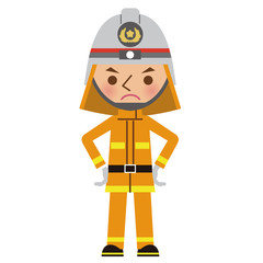 怒った表情の消防士（防火服）