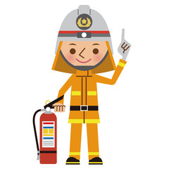 消火器を持つ消防士（防火服）