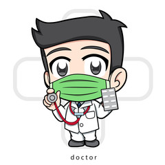 Chibi doctor, medical, Vector illustration Cartoon