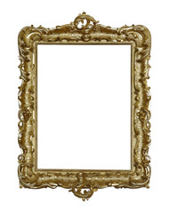 Golden frame for paintings, mirrors or photo isolated on white background