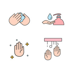Medical instructions for washing hands. Hygiene and health protection. Vector illustration
