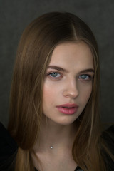 Obraz premium girl smile portrait earrings youth beauty model look hands