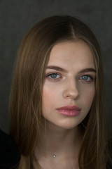 Obraz premium girl smile portrait earrings youth beauty model look hands