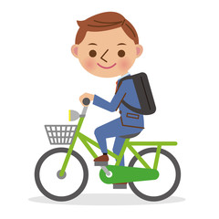 自転車に乗るビジネスマン