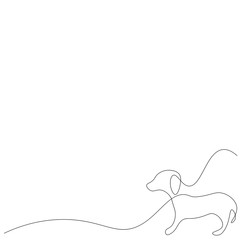 Cute puppy dog line drawing, vector illustration