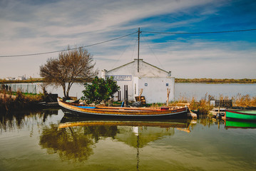 Fototapeta na wymiar Landscape of the Albufera lake in Valencia, Spain