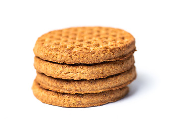 Integral cookie biscuits isolated on white background