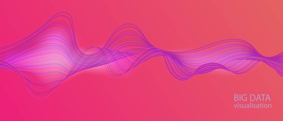 Purple Blue Pink Matrix Geometric Banner. Big Data Stream Futuristic Vector Equalizer. 