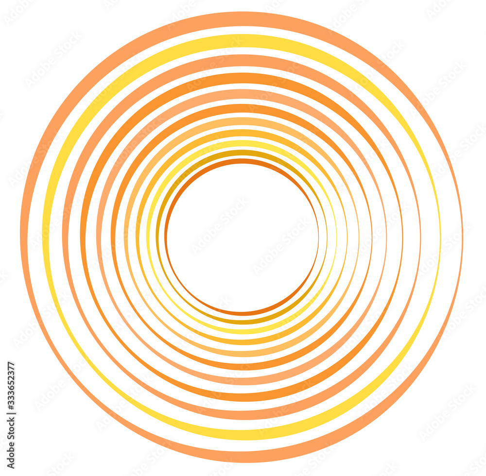 Aufkleber monochrome cyclic, cycle concentric rings. revolved spiral, vortex, whorl. abstract circular, radial loop shape, element