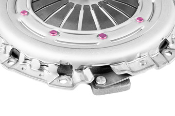 Car repair kit clutch manual gearbox isolated on a white background. Car and truck clutch disk....