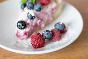 raspberry pie. Sweet whole pie with raspberries and blackberries